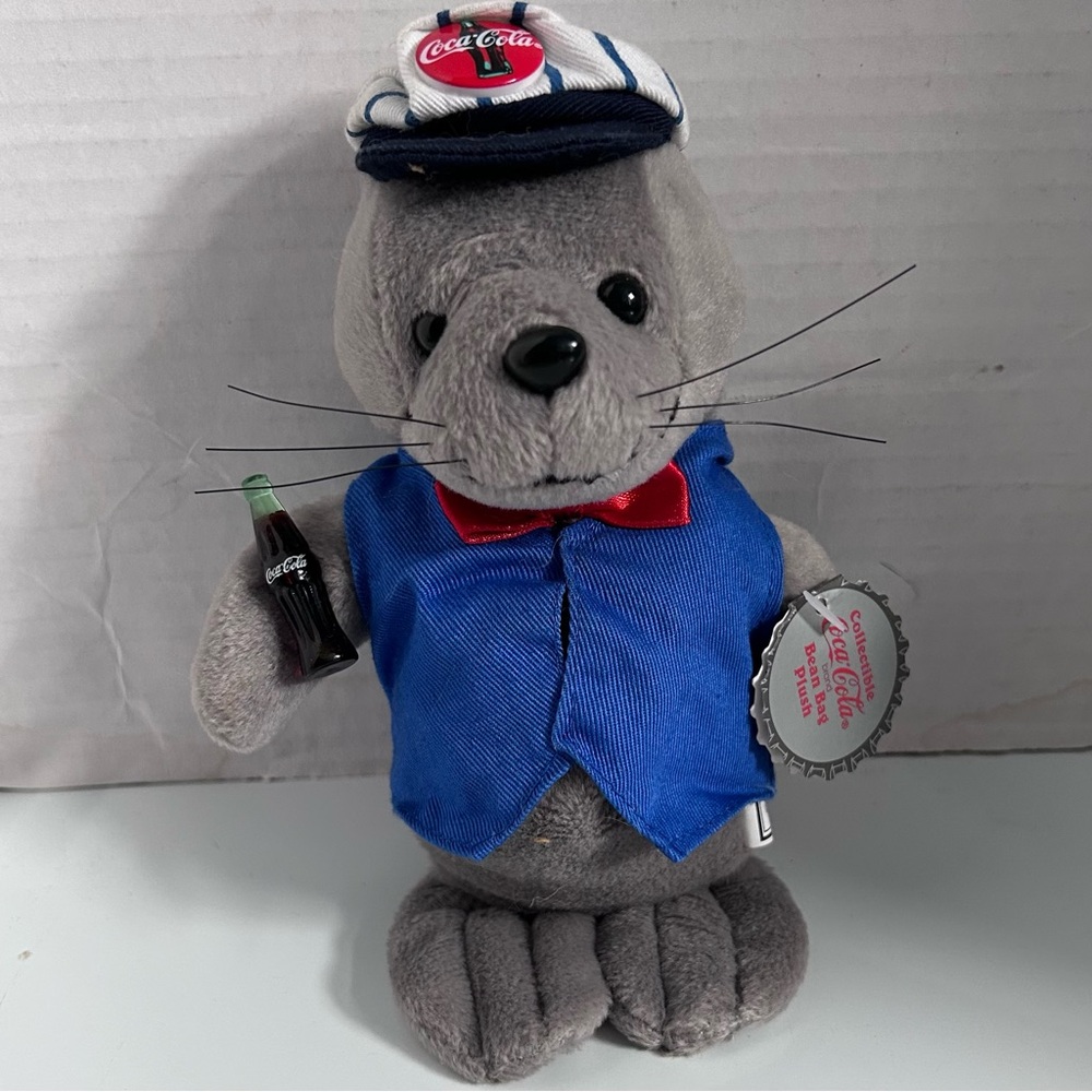 Coca-Cola Gray Plush Seal with Blue Vest